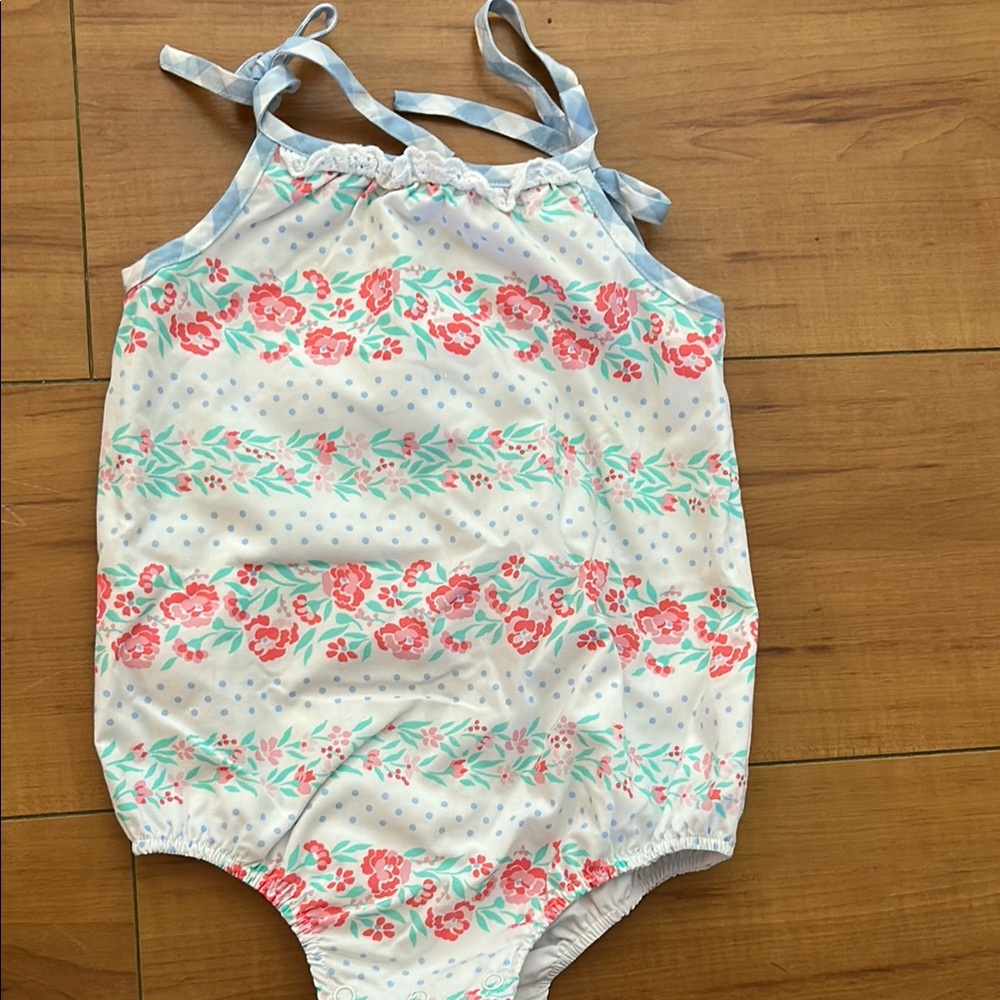 The Beaufort Bonnet Company Floral One Piece - Pink and Blue